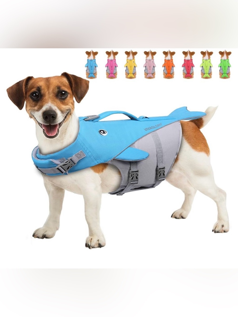 VIVAGLORY Life Jacket Dogs Puppy Pet Rescue Handle Life Vest Blue Size Small